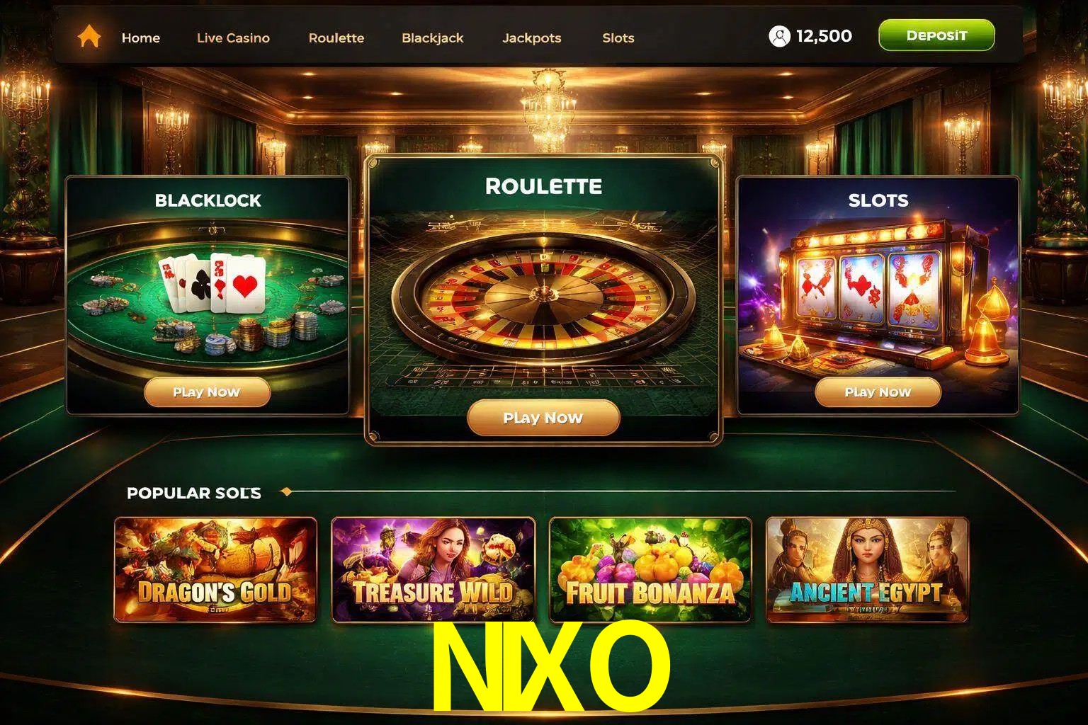 Vista de la plataforma NIXO Casino mostrando categorías organizadas de juegos en línea